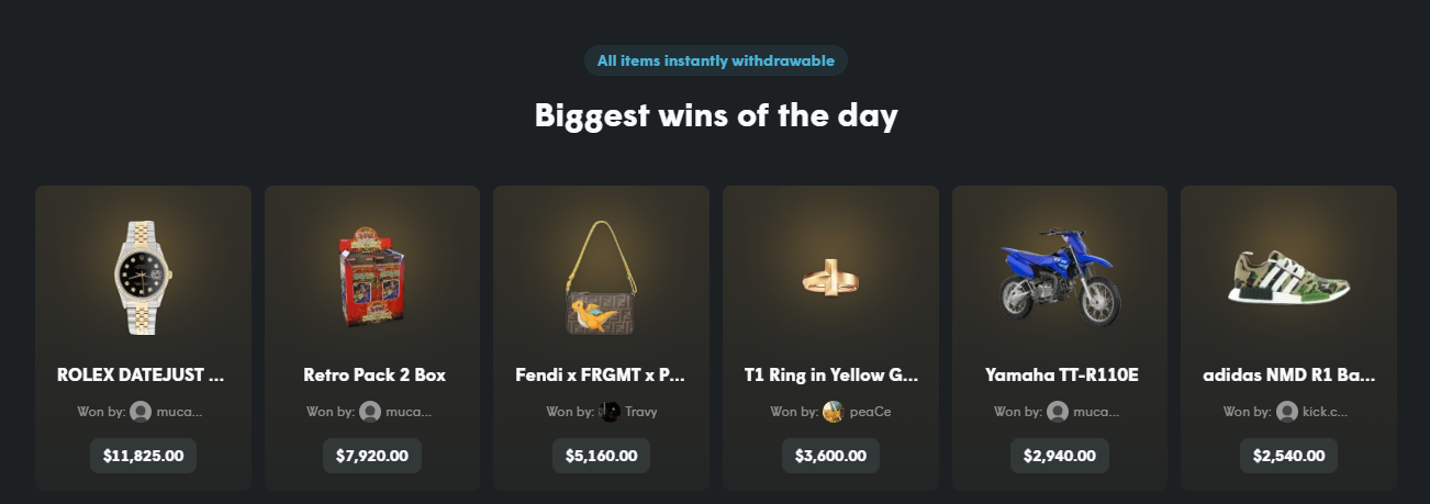 Cases.gg big wins and mystery box rewards